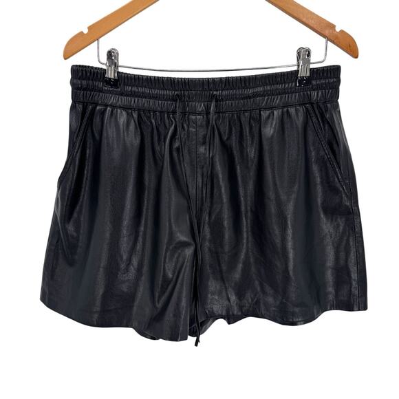 Good American Better Than Leather Drawstring Short Womens 4 XL Black High Waist